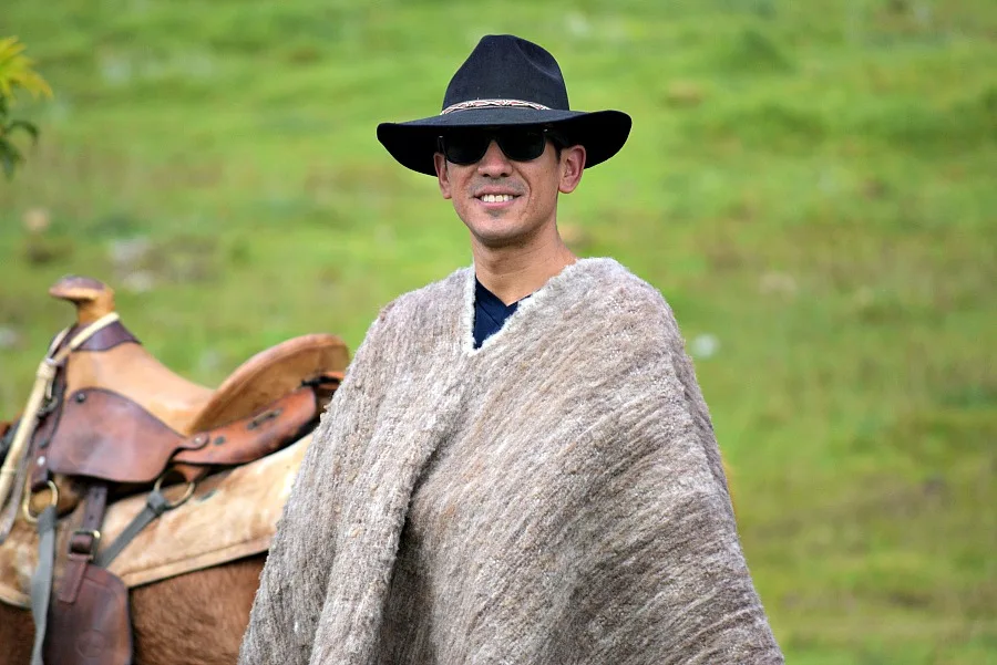 Jimmy in ruana in Colombia