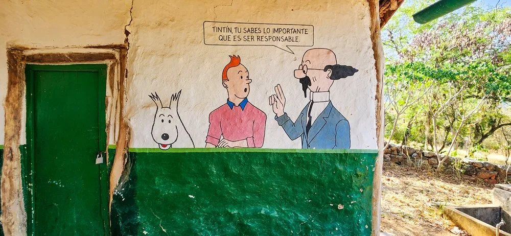 Stripverhaal Kuifje op school in Barichara